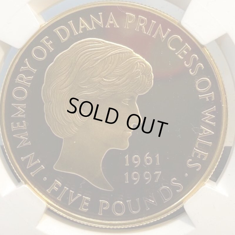 画像1: 【絶大な人気を誇るダイアナ金貨】イギリス 1999年 ダイアナ妃追悼記念金貨 5ポンド NGC PF69UltraCameo  (1)