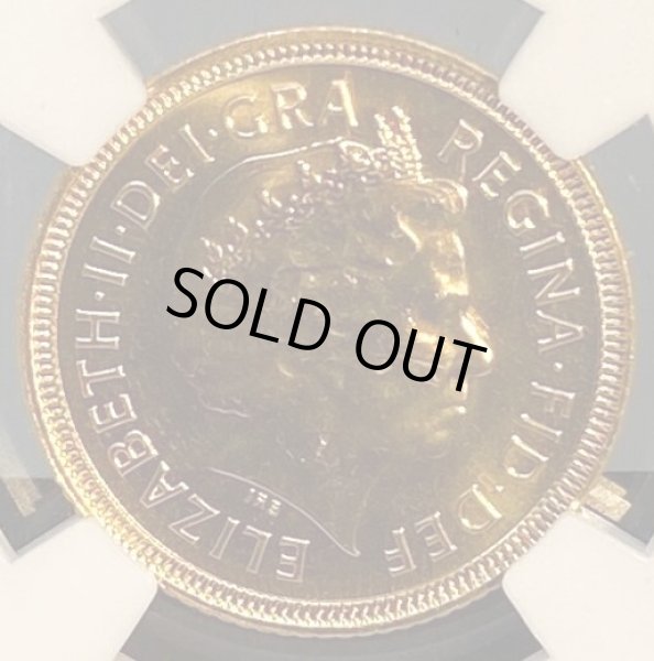 画像2: 【超希少/世界で1枚】 イギリス 2001年 エリザベス2世 1/2ソブリン金貨 NGC MS65DPL (2)