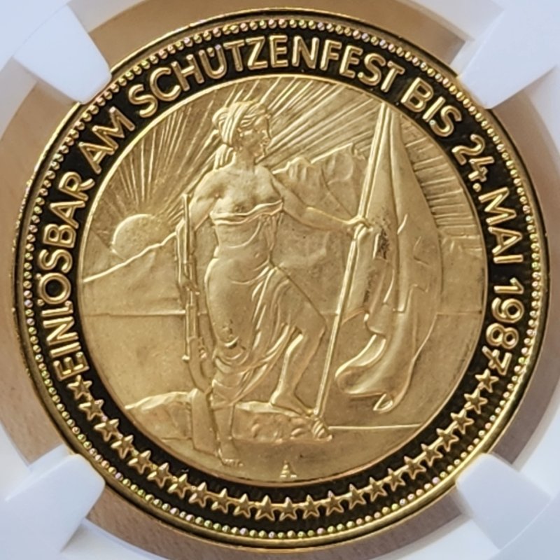 画像1: 1987年_射撃祭_1000Fr金貨_Hab-32_評価S_NGC_PF69UC (1)