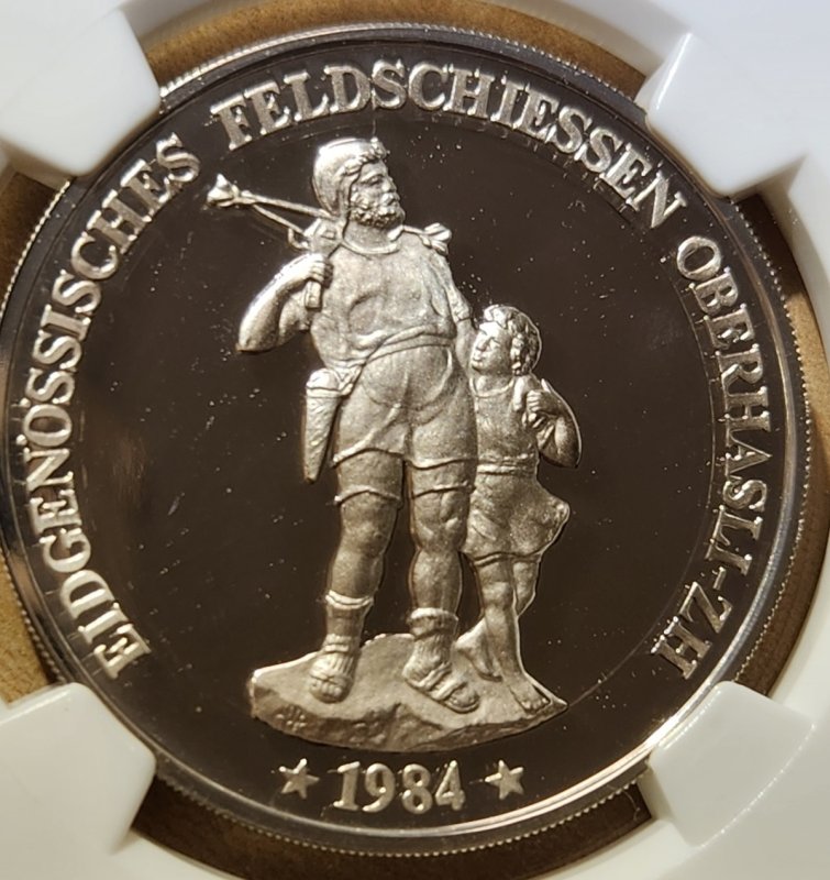 画像1: 1984年_射撃祭_50F銀貨_Hab-24ｂ（初年号）_評価S_NGC_PF70UC (1)
