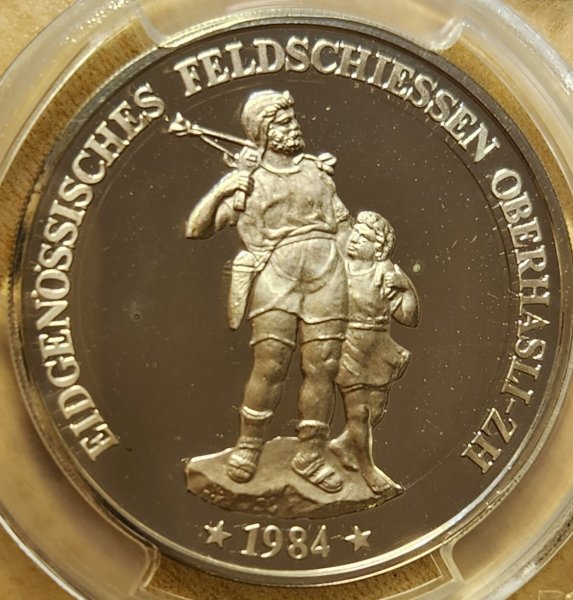 画像1: 1984年_射撃祭_50F銀貨_Hab-24b（初年号）_評価S_PCGS_PR68DC (1)