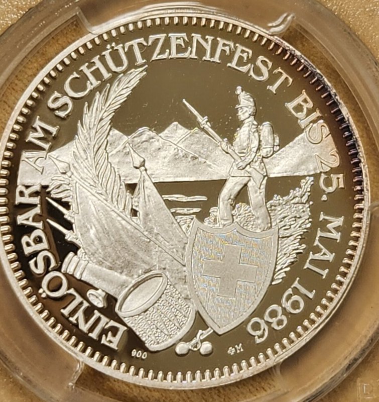 画像1: 1986年_射撃祭_50Fr銀貨_Hab-28a_評価A_PCGS_PR70DC (1)