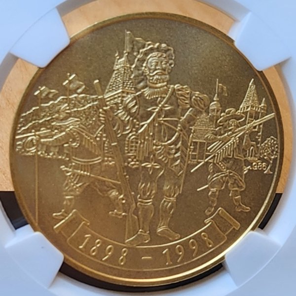 画像1: 1998年_射撃祭_200F金貨（記念貨）_Hab-59_評価SSS（残存枚数25枚）_NGC_PF69MATTE（パンチ打ち（陰刻）） (1)