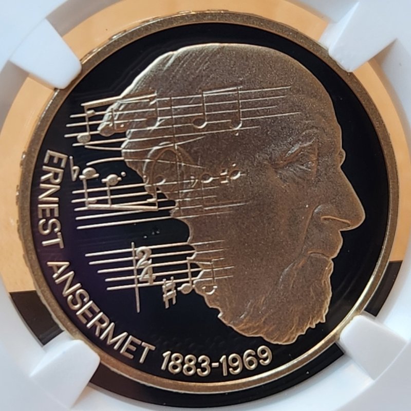 画像1: 1983年_SWITZERLND 5F_銀貨_ERNEST ANSERMEST_NGC_PF68UC (1)