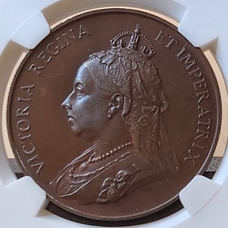 画像1: 1897年_G.Britain_英国歴史勲章_ビクトリア女王ダイヤモンド・ジュビリー記念_銅メダル_MS64BN (1)