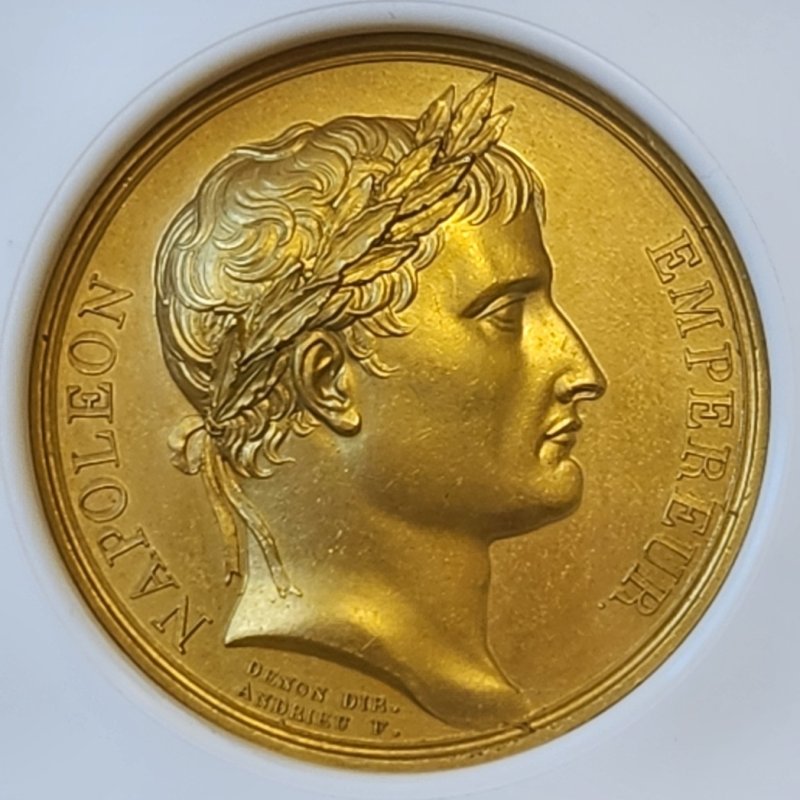 画像1: 1804年_フランス_GILT_銅メダル_ナポレオン戴冠_NGC_MS64(唯一の最高鑑定品） (1)