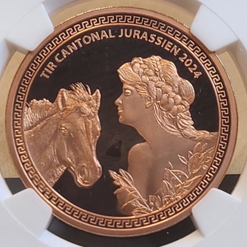 画像1: 2024年_スイス_50F銅貨_Hab-P81★_NGC_PF67RDUC(唯一の最高鑑定品） (1)