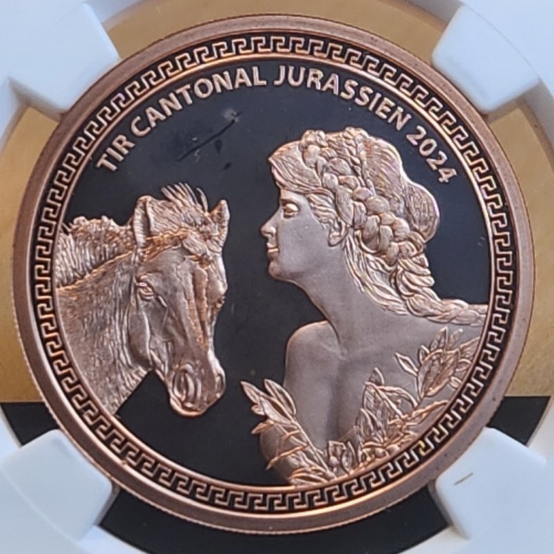 画像1: 2024年_スイス_500F銅貨_Hab-P82★_NGC_PF67RDUC(唯一の最高鑑定品) (1)