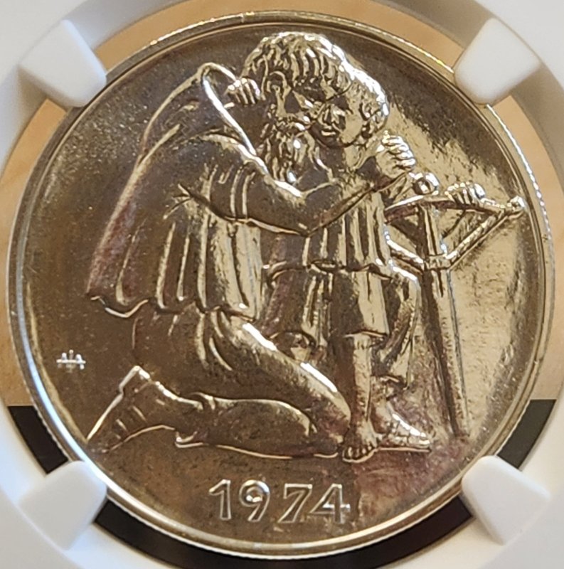 画像1: 1974年_スイス_カントン射撃祭_銀メダル_NGC_MS69(唯一の最高鑑定） (1)