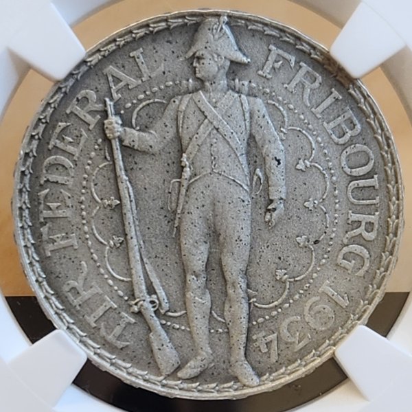 画像1: 1934年_近代射撃祭_5F銀貨_R-431b_レア度R_NGC_PF64MATTE (1)