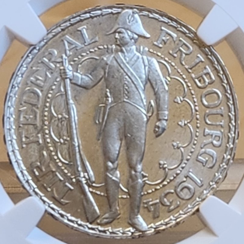 画像1: 1934年_近代射撃祭_5F銀貨_R-431_NGC_SP66(準最高鑑定） (1)