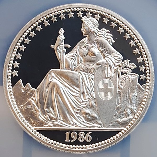 画像1: 1986年_スイス_リュトリの誓い_5オンス_銀貨_NGC_PF69UC (1)