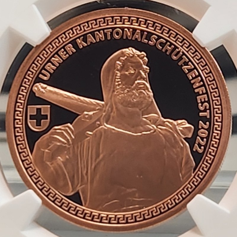 画像1: 2022年_射撃祭_500F銅貨（試作貨）_Hab-P78（発行枚数3枚）_評価SSS_NGC_PF69RDUC（最高鑑定品） (1)