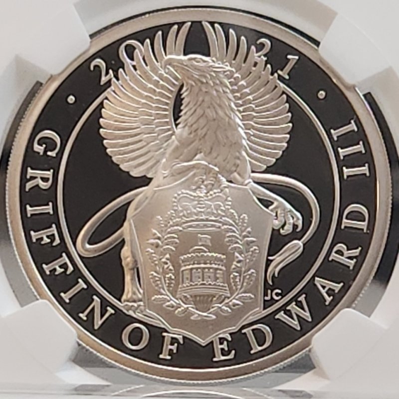 画像1: 2021年_G.Britain(イギリス)_2ポンド銀貨_クイーンズドビースト エドワード3世_NGC_PF69UC (1)