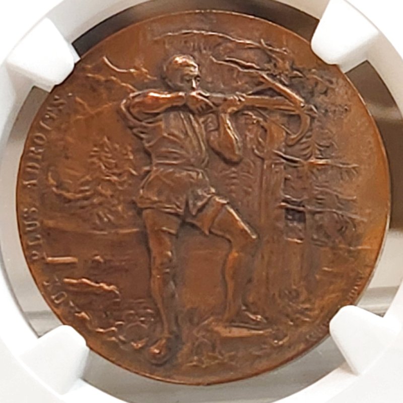 画像1: 1896年_射撃祭_銅メダル_R-690b_レア度H_NGC_UNC DETAILS(総鑑定枚数1枚のみ) (1)