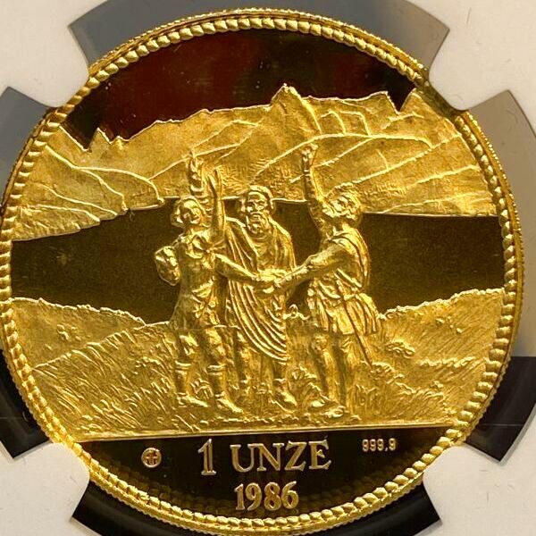 スイス 1986年 リュトリの誓い金貨 1ウンゼ NGC PF69UC - ティーコイン
