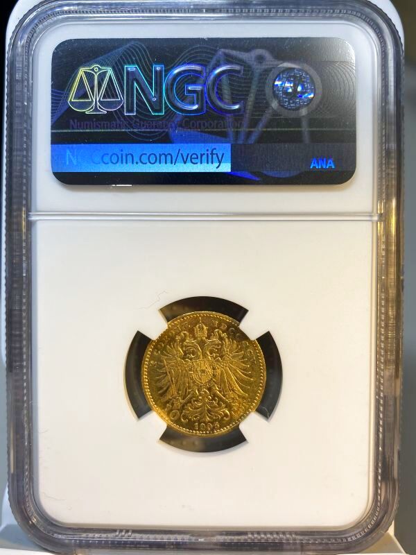 オーストリア 1905年 フランツ・ヨーゼフ金貨 10コロナ NGC AU58 - ティーコイン